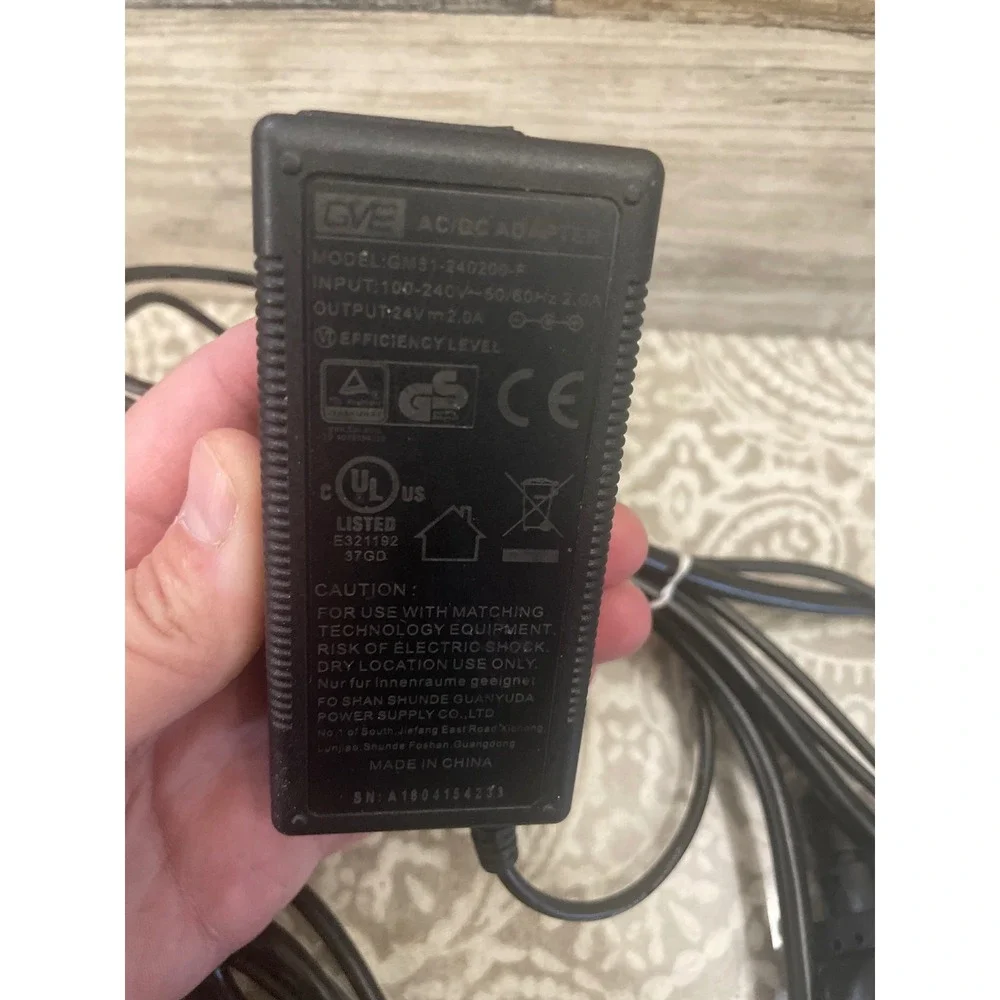 For (ROLLO printer) GVE GN51-240200-B‎ AC/DC Adapter Power Supply 24V 2.0A.